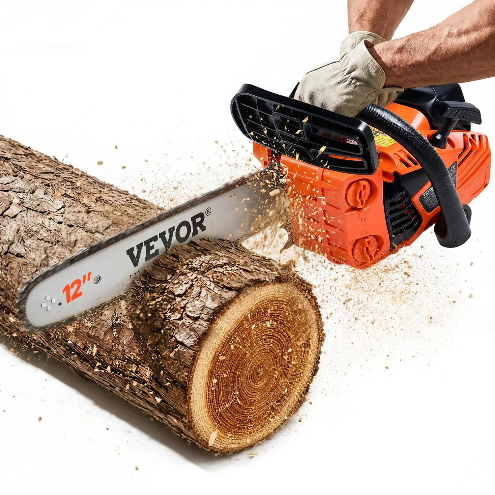 【Summerfinds】VEVOR Portable Gas Chainsaw, 25.4CC 12-Inch 1.2HP Petrol-Powered Handheld Tool, Steel Garden & Tree Cutting Gadget with Wrap-Around Grip, Lightweight Body, Comfortable to Use, Dad Gift