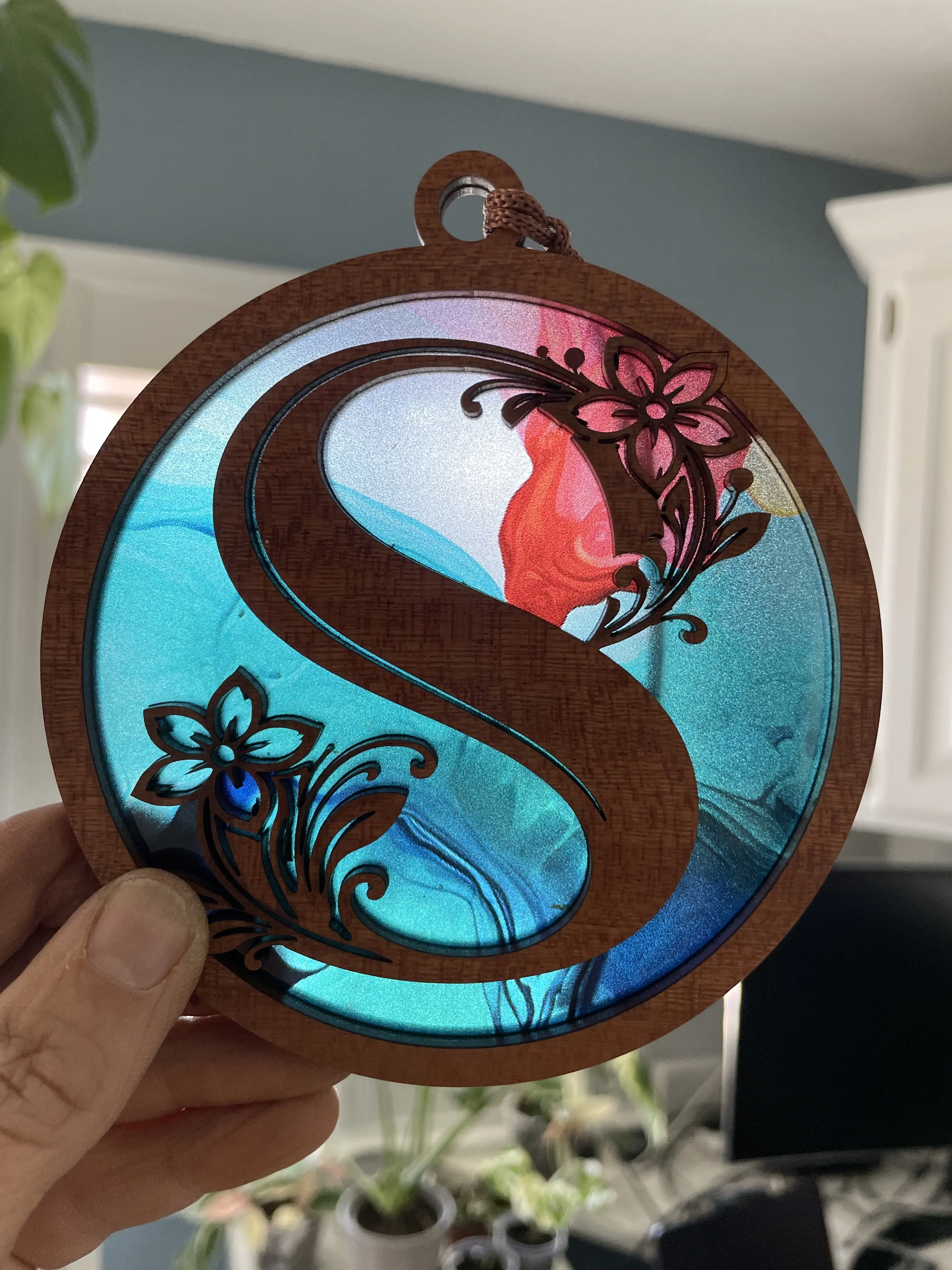 Monogram Letter S Suncatcher for Sunny Window