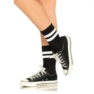 Athletic Striped Ankle Socks, Love-Daisy Vibe Design, Soft Fabric Stocking for Sports & Outdoor Activities