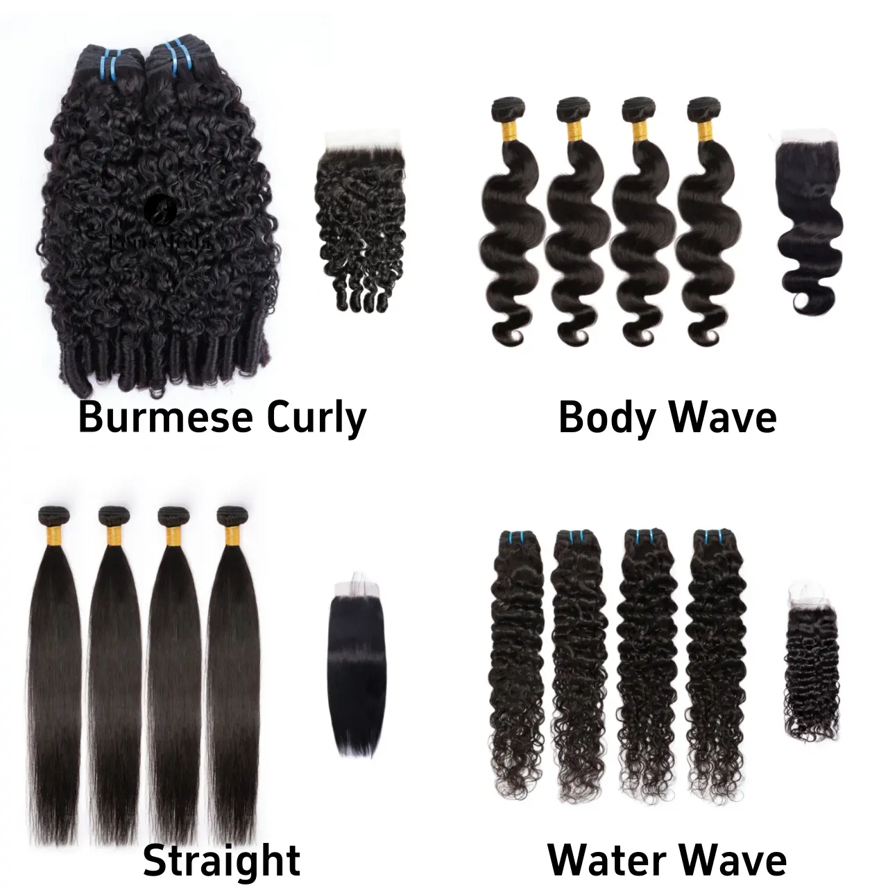 [Last Special Offer] Human Hair 4 Bundles with 5x5 Lace Closure Straight/Body Wave/Water Wave/Burmese Curly/Yaki Straight Nature Black Brazilian Hair Sew In Quick Salon Quality No Shedding summerwins Hair Pieces Extensions Body Wave Hairstyle