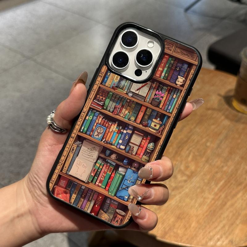 Compatible with iPhone 16 Pro Max /15/14/13/12/S25 Ultra/S24/S23/S22/Google Pixel 6/7/8/9 Phone Case  Bookshelf Pattern  phone case HN-SJ01