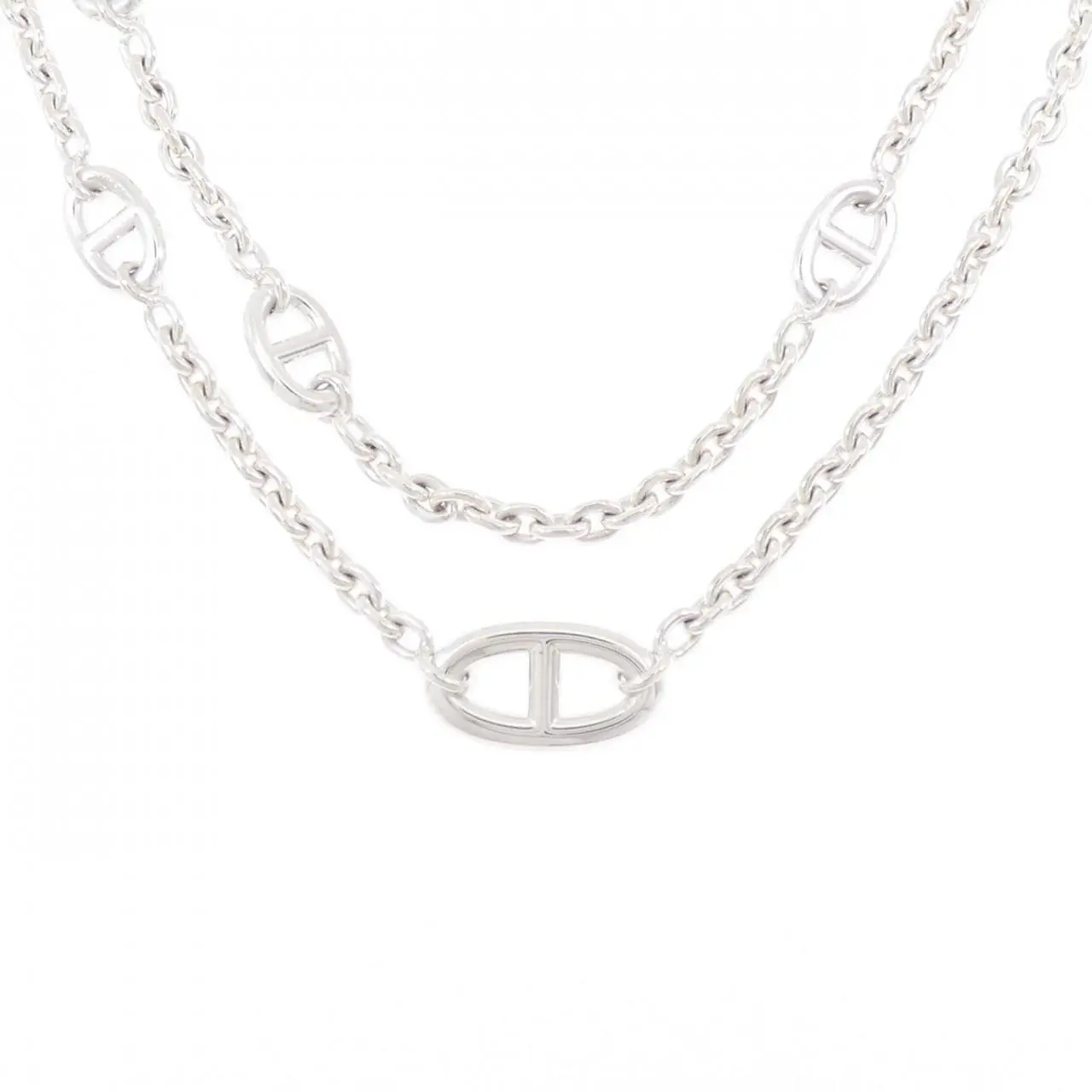 Pre-owned HERMÈS Sterling Silver 925 (Ag925) Small Leather Goods Hermes Farandole Silver Necklace