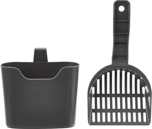 Durable Litter Scoop for Cat Litter Box with Holder Efficient Scooper Gray PP Plastic 6.7 x 3.2 x 11 Inches Concealed & Sturdy Performance