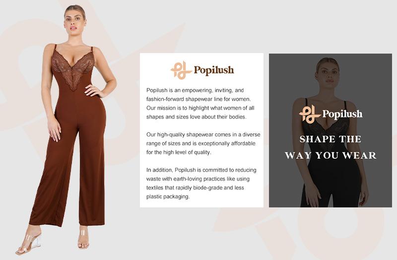 Popilush The Shapewear Jumpsuit Lace Wide-Leg Shapewear Slip Jumpsuits Basic Womenswear Comfort