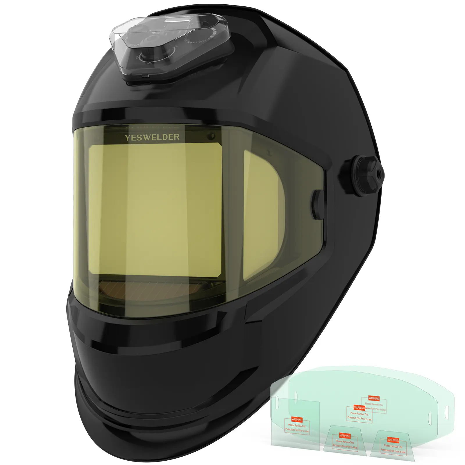 YESWELDER LYG-1980GK Panoramic True Color Auto Darkening Welding Helmet (Weldingmask) - 6 Sensors, Side Lens DIN5, USB-C Charging, Blue Light Blocking, Wide Shade 5-9/9-13 Hood, 3 Inner Replacement Lenses, Manufacturer Warranty for MIG, TIG, Arc Welding