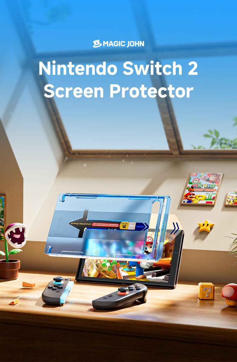 MAGIC JOHN Auto-Alignment OneTouch for Nintendo Switch 2 Screen Protector 7.9'' 2025 Tempered Glass, Accessories, 30 seconds Installation, Bubble Free, Anti-Scratch, Touch Sensitive, Ultra-Clear MAGIC JOHN Auto-Alignment OneTouch for Nintendo Switch 2 Screen Protector 7.9'' 2025 Tempered Glass, Accessories, 30 seconds Installation, Bubble Free, Anti-Scratch, Touch Sensitive, Ultra-Clear
