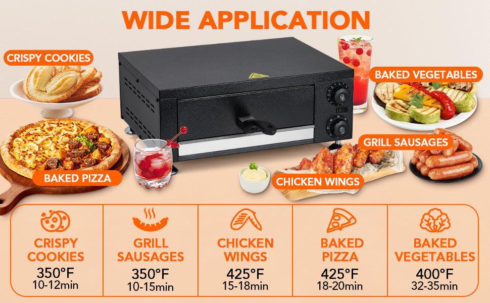 【GARVEE】Electric Pizza Oven, Countertop 12 Inch Pizza Maker with Timer and Adjustable Temperature, Stainless Steel Indoor Pizza Oven with Upper and Lower Uniform Heating Tubes