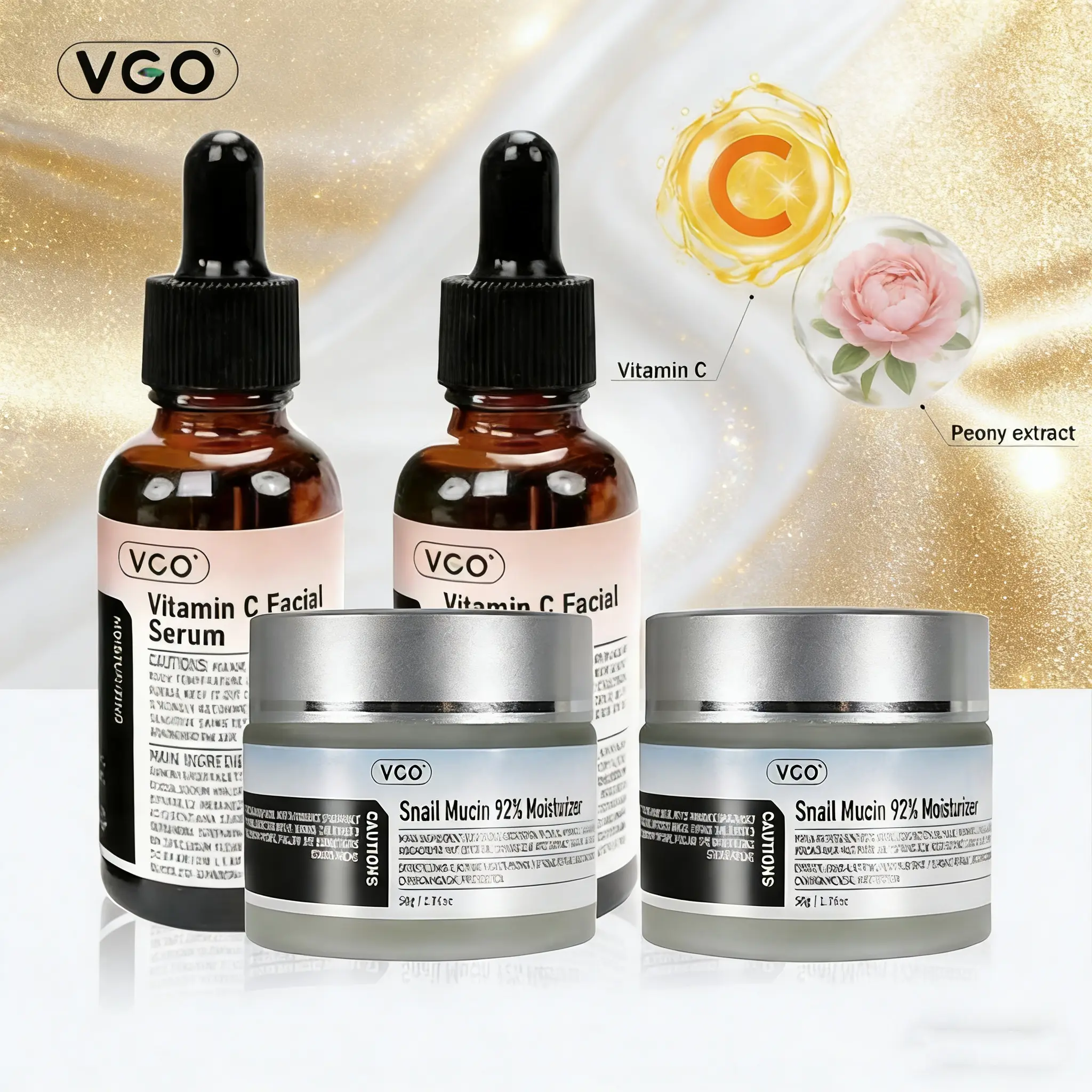 VGO Vitamin C Face Serum, Hydrating Serum with Vitamin C and Vitamin E, Hyaluronic Acid, Vitamin E & More, Serum for Dullness, Balanced Complexion Radiant Skin Repair Moisture Moisturizing Hydrate Anti Aging Moisturizer Lightweight Brightening