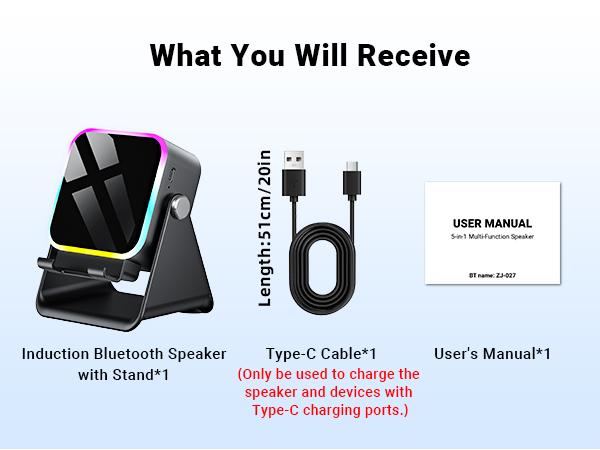 PUTARE Wireless Induction Audio Speaker Stand, 5in1 Cellphone Holder, 3500mAh Rechargeable Emergency Power Bank,360° Adjustable Mobile Tablet Stand with Colorful Ambient Light Gifts for Men Women, PUTARE Wireless Induction Audio Speaker Stand, 5in1 Cellphone Holder, 3500mAh Rechargeable Emergency Power Bank,360° Adjustable Mobile Tablet Stand with Colorful Ambient Light Gifts for Men Women,