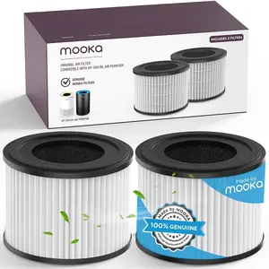 MOOKA 2 Packs Filters, H13 True HEPA Air Purifier Cleaner with 360° Air Inlet, Fragrance, 13dB Air Purifier for Bedroom Wildfire Smoke Pet Dust Pollen (Black) Household Appliances