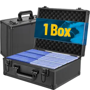 2 Packs Trading Cards Storage Box For 3" X 4" 35pt Rigid Card toploaders, With Safety Lock Settings, Sports Card Storage Boxes For Trading Cards, For PSA BGS SGC Top Loads Sports Card, Waterproof Hardboard Box
