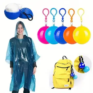 Portable Folding Raincoat with Ball, 1 Count Disposable Emergency Raincoat, Lightweight Rain Coat, Outdoor Raincoat for Travel Hiking Fishing Camping