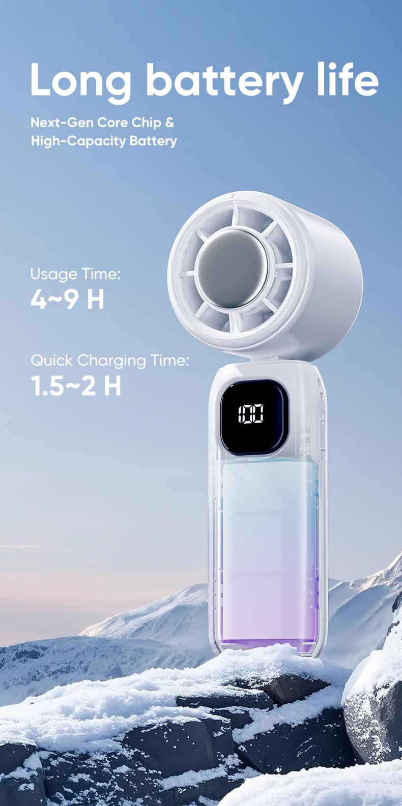 3-in-1 mini handheld fan, 199 levels of wind power and cooling function, compact and foldable 3-in-1 neck/table/handheld fan, pocket-sized design, suitable for travel/summer/concerts/eyelash extensions, a gift suitable for girls