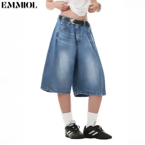 EMMIOL Jorts for Women Baggy Jeans Shorts Y2K Wide Leg Denim Shorts Grunge Streetwear