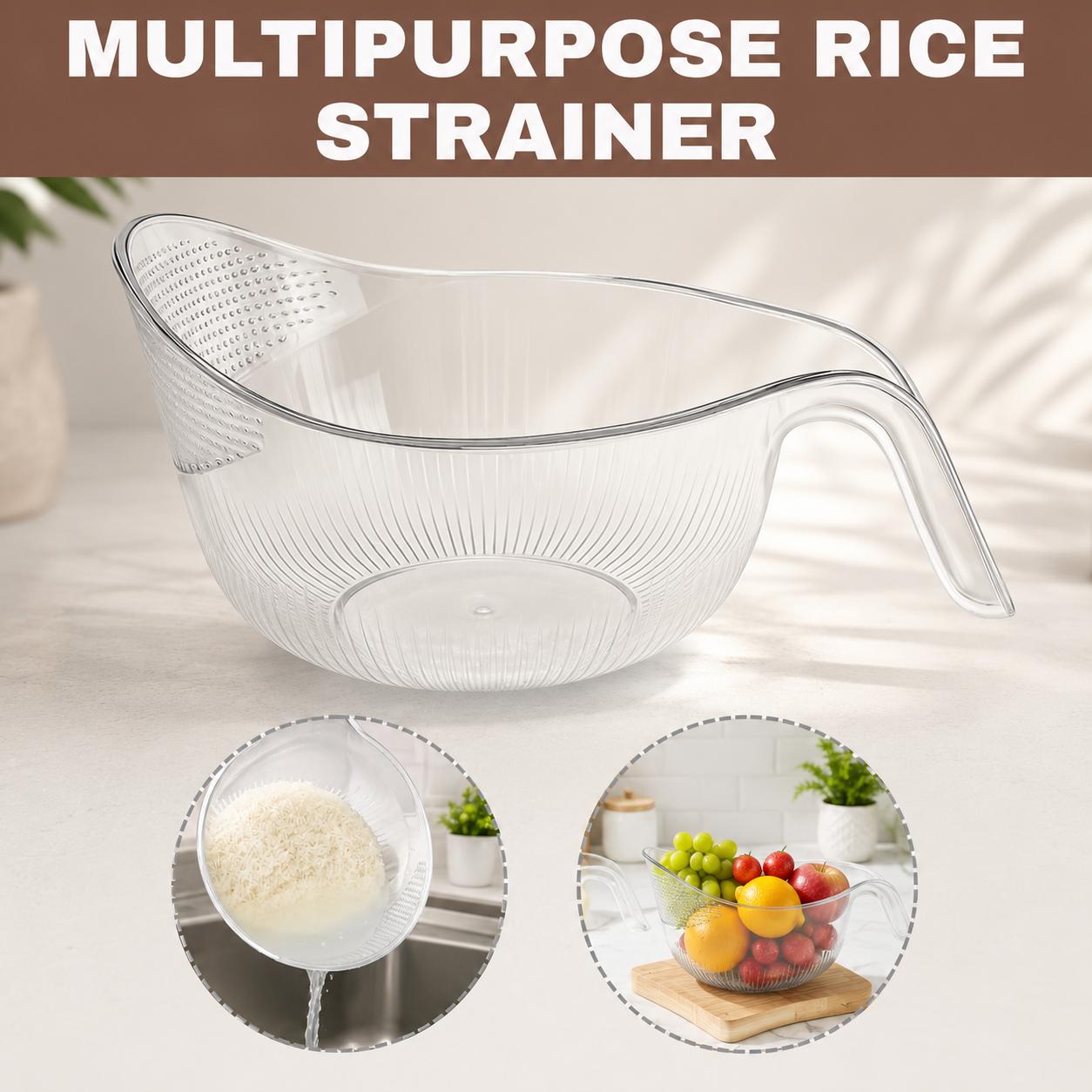 Aesthetic Multifunctional Rice Strainer Basket with Handle - Sturdy BPA-Free Transparent Plastic Kitchen Utensil, Colander for Draining Vegetables, Fruits Aesthetic Multifunctional Rice Strainer Basket with Handle - Sturdy BPA-Free Transparent Plastic Kitchen Utensil, Colander for Draining Vegetables, Fruits