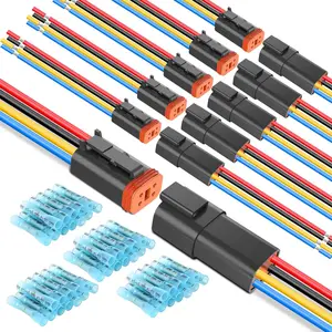 Nilight 4 Pin DT Connectors 16AWG 6 Kits Male and Female Electrical Connector Waterproof Plug and Play w/Heat Shrink Butt Terminals for Automotive Cars Truck Motorcycle Marine Boats