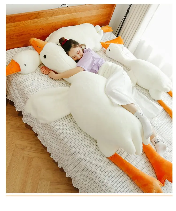 Giant White Kawaii Stuffed Animal Goose Plush Pillow - Soft Hug Buddy for Stress Relief, Room Decor, Cool Room Decor, Gifts for Girlfriend, Stuffed Animals