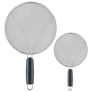 【AREL】 Frying Pan Splatter Screen – Stainless Steel Grease Guard – Prevents Oil Splashes When Cooking Bacon, Fried Chicken, or Popcorn