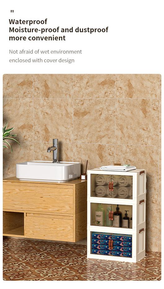 ONAIL Foldable Storage Box with Lid Stackable Household Organiser in Cream White for Kitchen Bedroom Bathroom & Warehouse Large Capacity L XL XXL Sizes