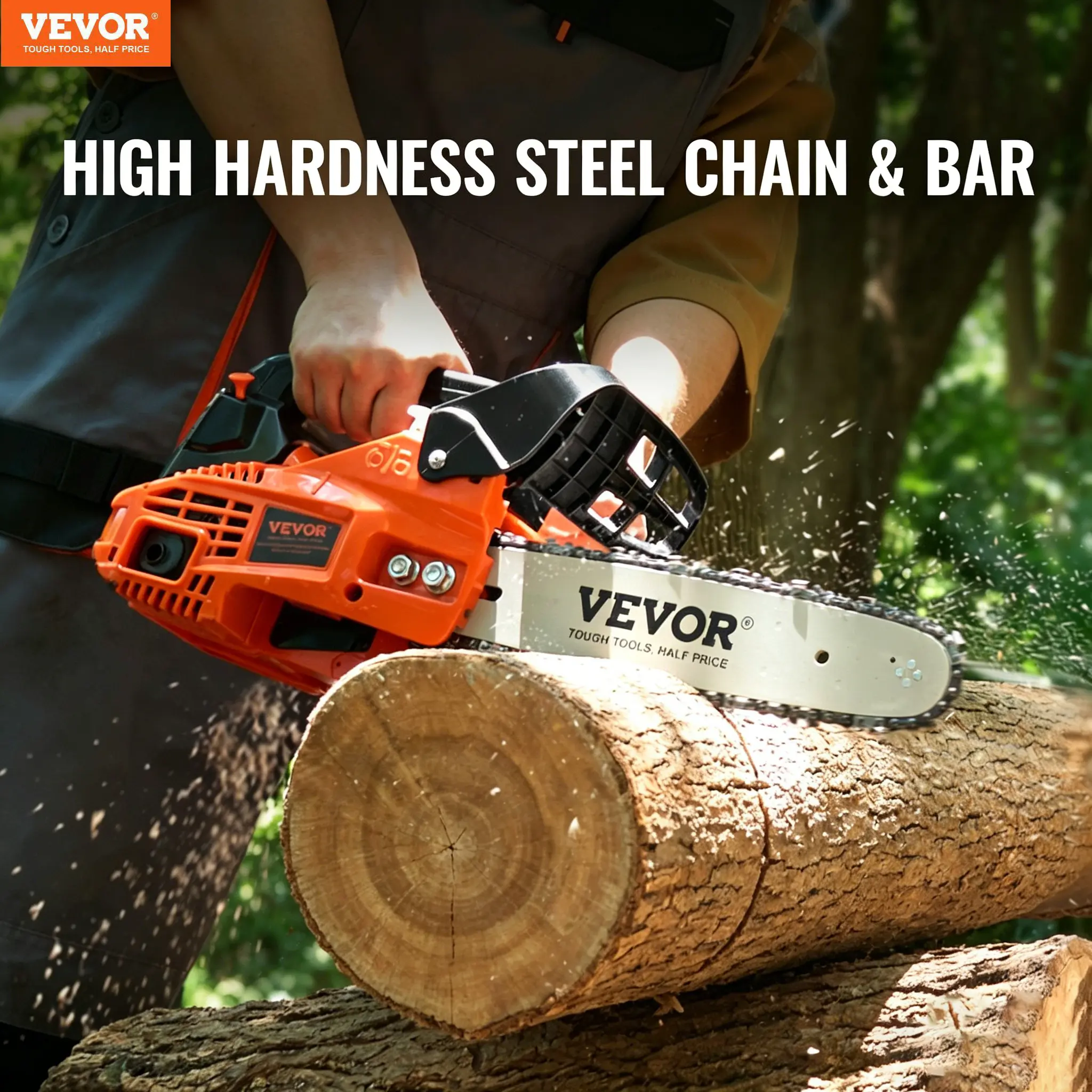 【Summerfinds】VEVOR 58CC 20" 3.22HP Portable Handheld Gas Chainsaw, High-Strength Steel Chain, 12000 RPM Max Speed, Versatile Cutting Diameter, Sawdust Splatter Reduction, Handheld Logging Saw Work Tool for Garden Tree Trimming & Wood Branch Cutting