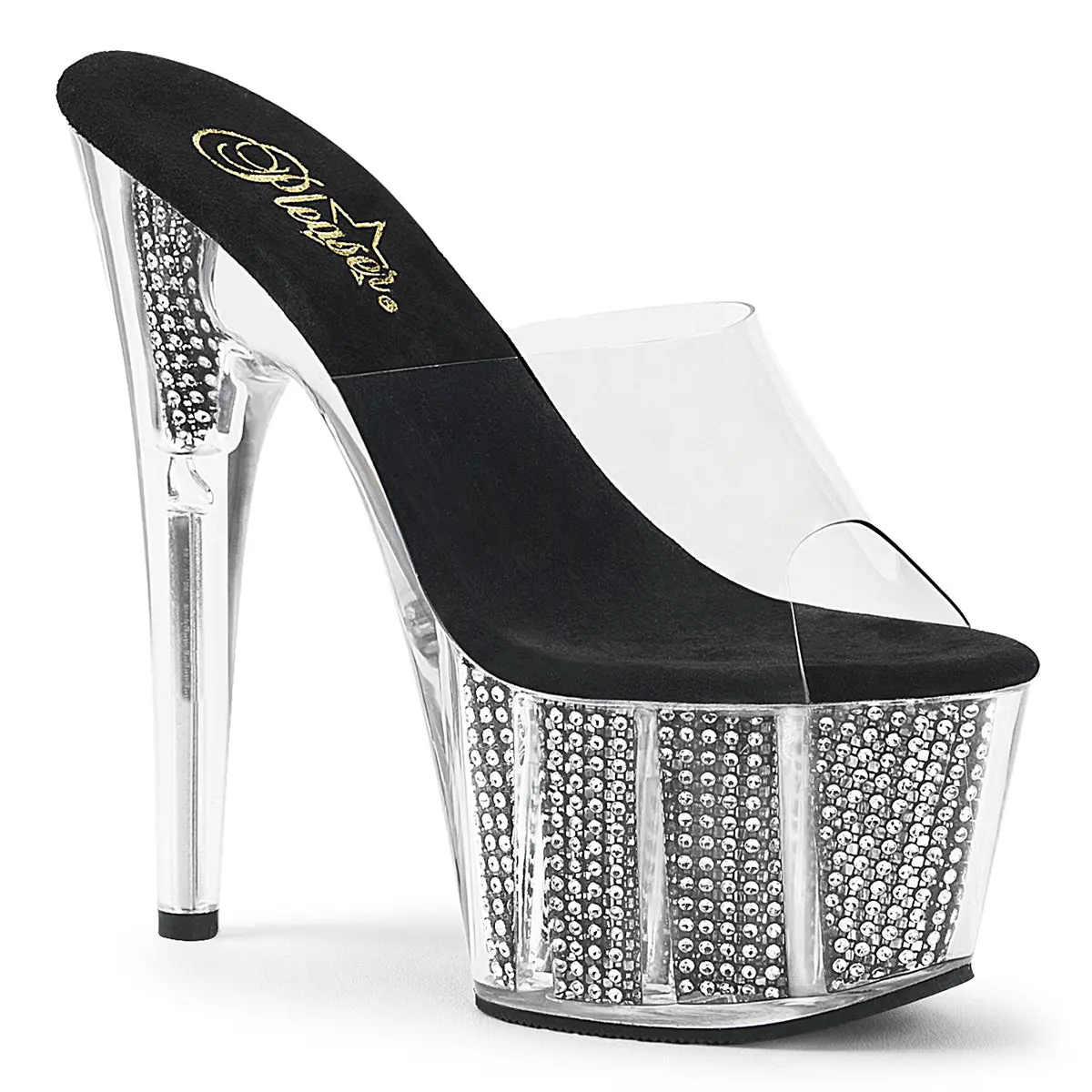 Pleaser Adore-701SRS Women's Platform Sandals - Elegant Heeled Footwear with Rhinestone-Filled Bottom, 7" Stiletto for Women's Fashion