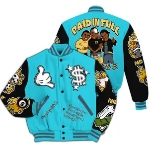 Retro Gamma Blue 11s - Everybody Paid In Full Graphic All Over Print, Premium Varsity Baseball Jacket – Tailored Fit