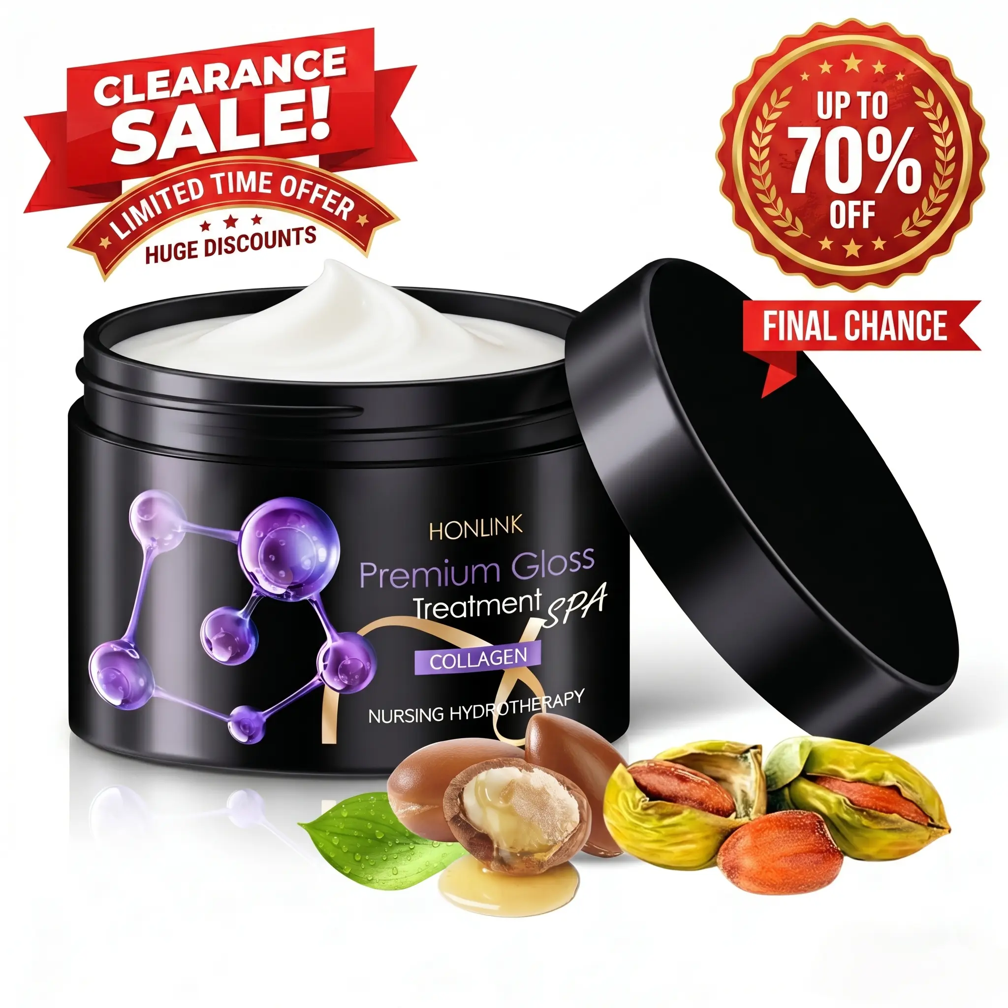 Premium Gloss Hair Mask with Collagen & Argan Oil  for Dry Damaged Hair,Deep Conditioning Hair Treatment Mask Repair Treatment Damage Hair Root,Natural Deep Conditioner Hydrating Hair Care Gifts