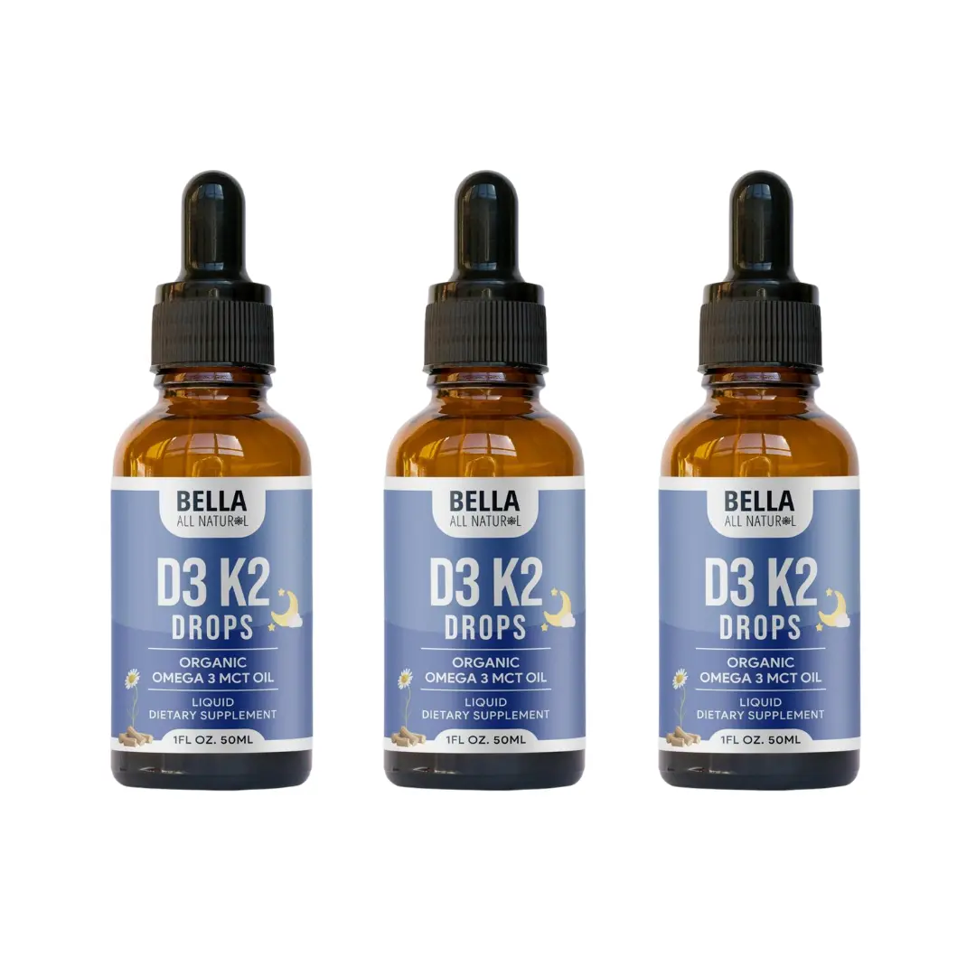 Bella All Natural D3 K2 Night Drops 3-Pack (50 mL Each) – Organic Omega 3 MCT Oil