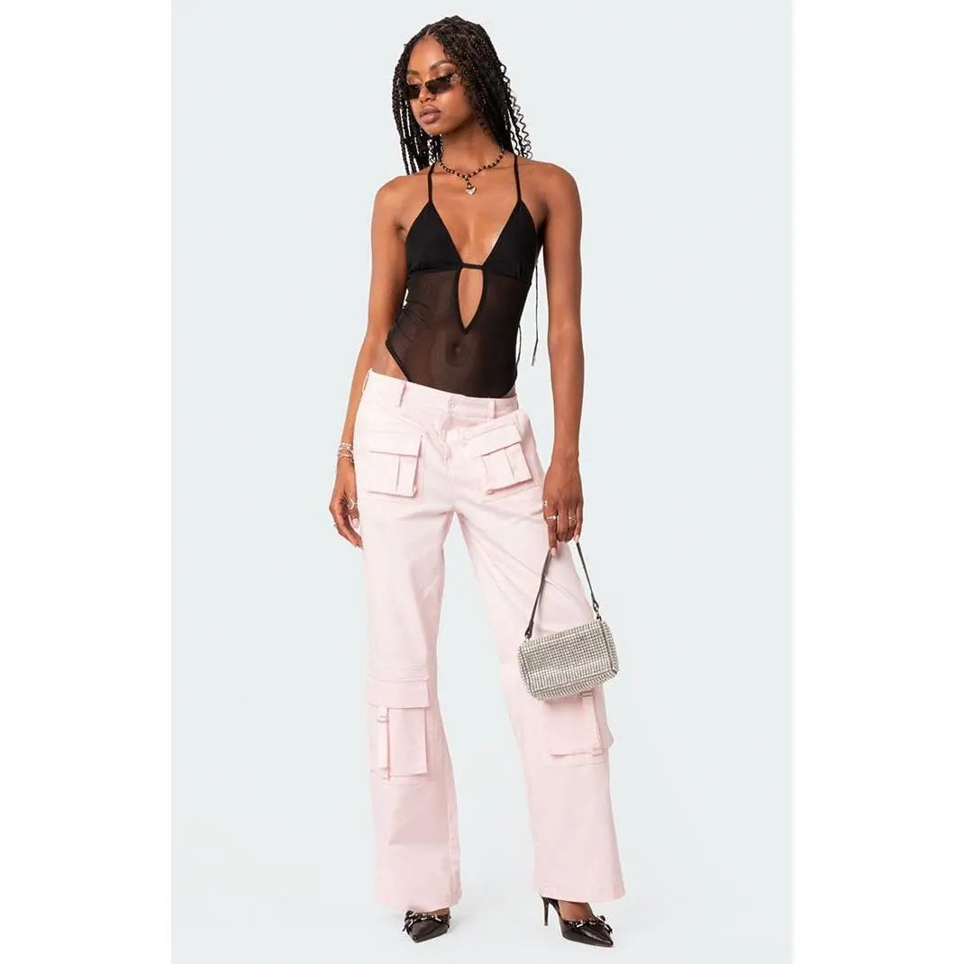 Edikted Women's Alva Open Back Sheer Mesh Bodysuit