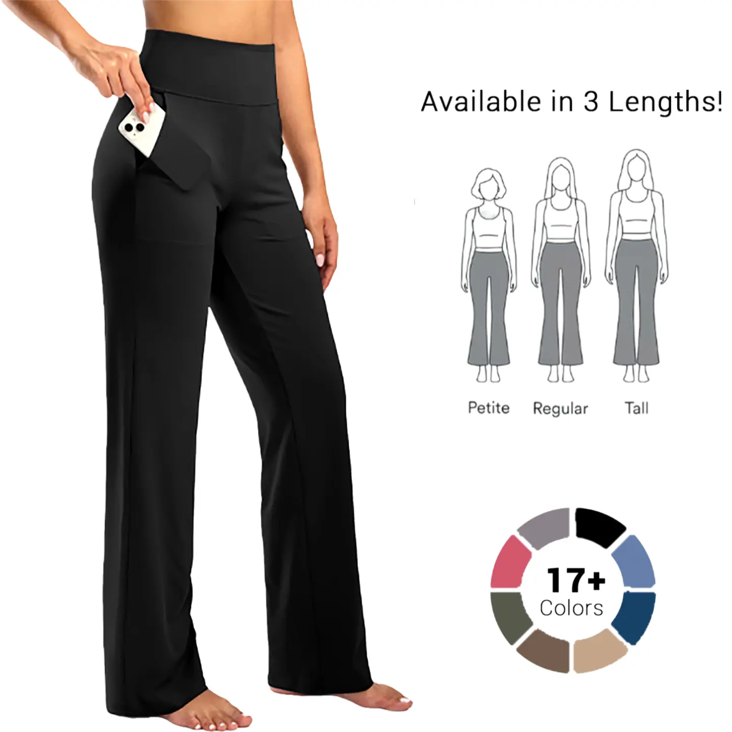 G Gradual Women's High Waist Wide Leg Yoga Bottoms with Pockets - Stretchable Soft Activewear for Gym, Ab Workout - Casual Summer Lounge Sports Sweatpants (Petite/Regular/Tall), Yoga Gym Activewear,travel essentials,camping essentials, Ab Workout Women's