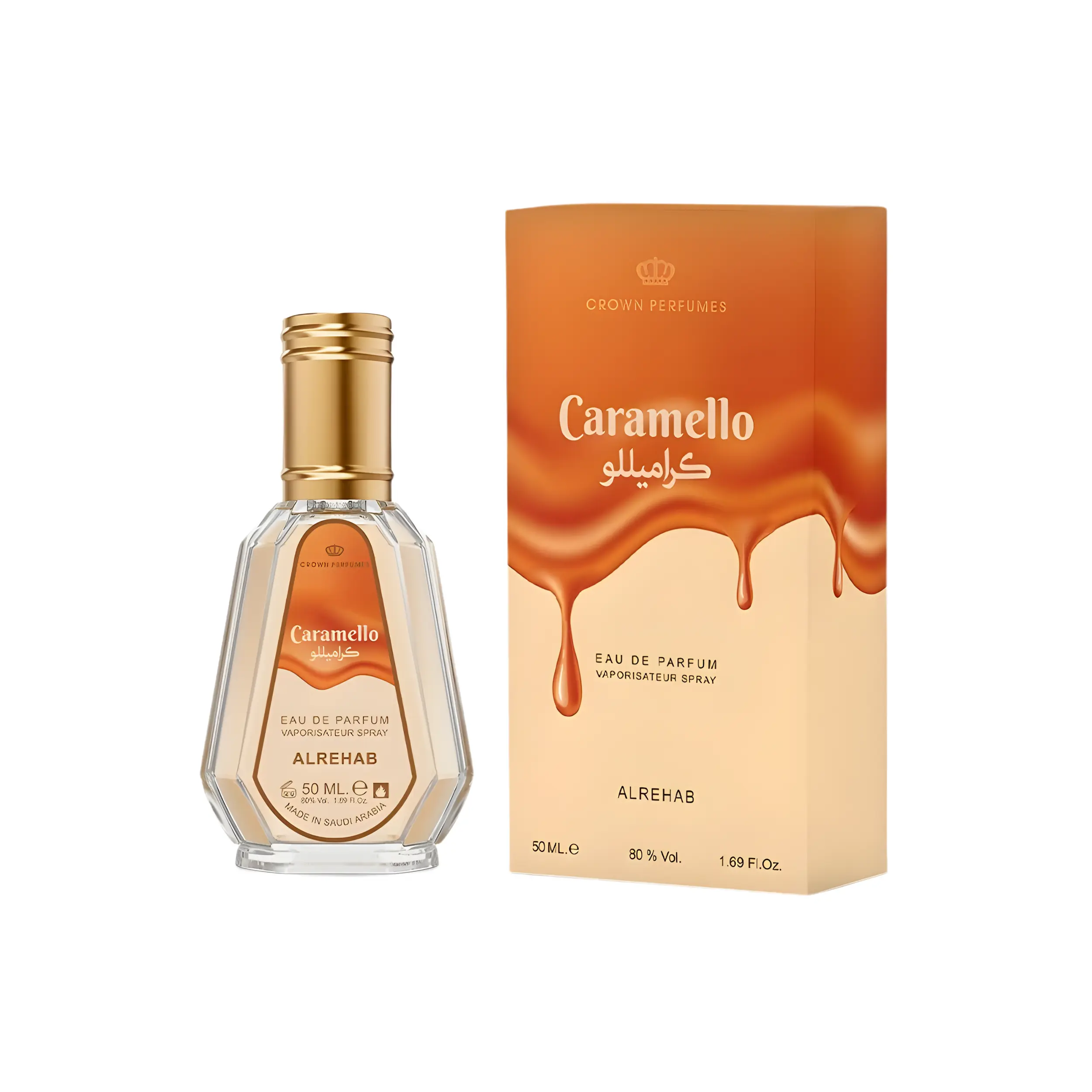 Al Rehab Caramello Unisex Eau De Parfum - 1.65 Fl Oz (In Box), Beauty Products, Aromatic Luxurious Gourmand Scent, Long Lasting Perfume for Adults, Non-Toxic Vanilla-Caramel-Pistachio-Jasmine-Oriental-Powder Notes, Coconut-Infused, No Harmful Additives
