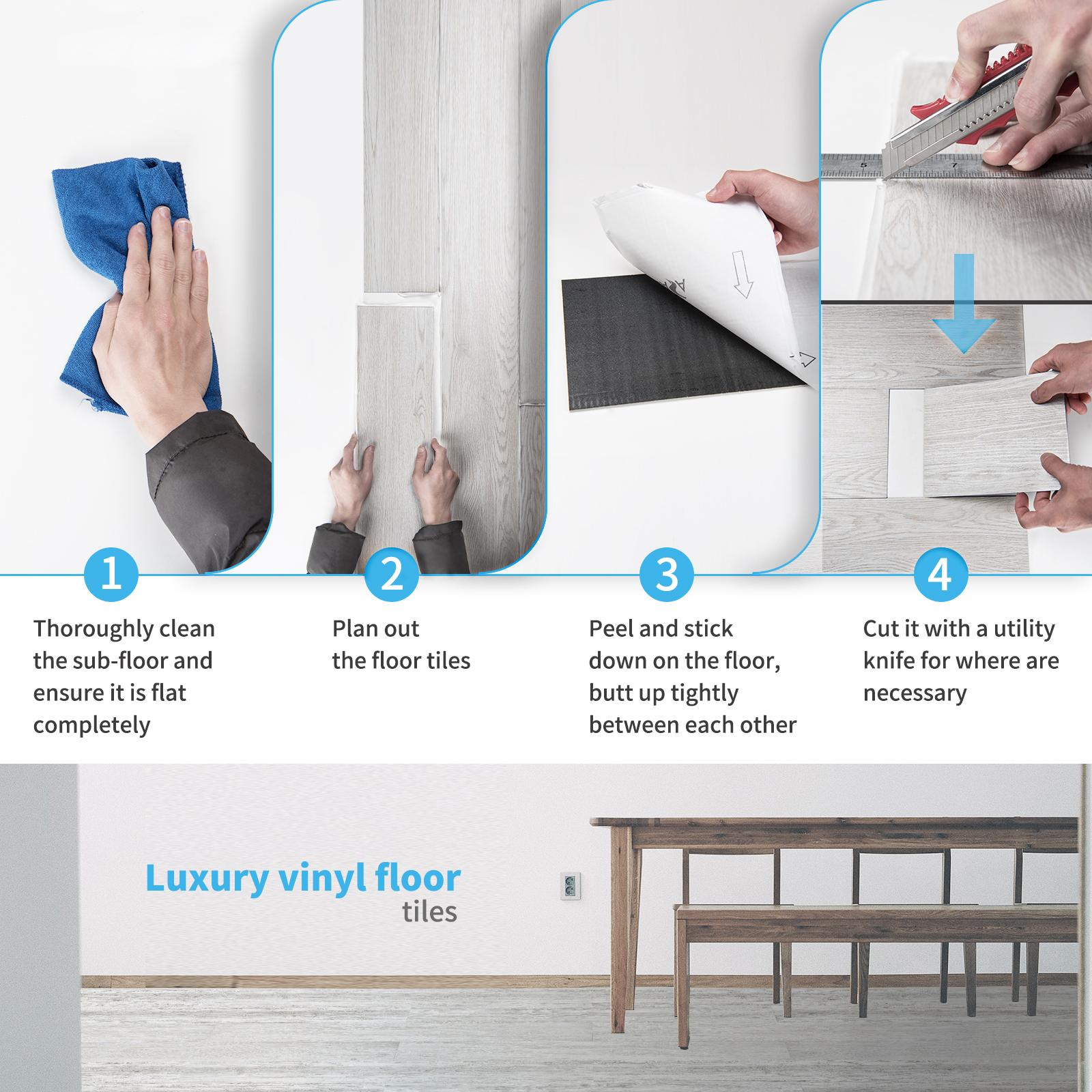 Art3d 36-Pack Thick Vinyl Wood Look Peel and Stick Floor Tiles, Rigid Core Waterproof Scratch-Resistant DIY Flooring Art3d 36-Pack Thick Vinyl Wood Look Peel and Stick Floor Tiles, Rigid Core Waterproof Scratch-Resistant DIY Flooring