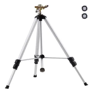 VEVOR Impact Sprinkler on Tripod Base,  , Heavy Duty Tripod Sprinklers with Brass Head & 3/4" Connector, 360 Degree Large Area Coverage Irrigation Sprinkler, Adjustable Heights Sprinkler for Yard Gray