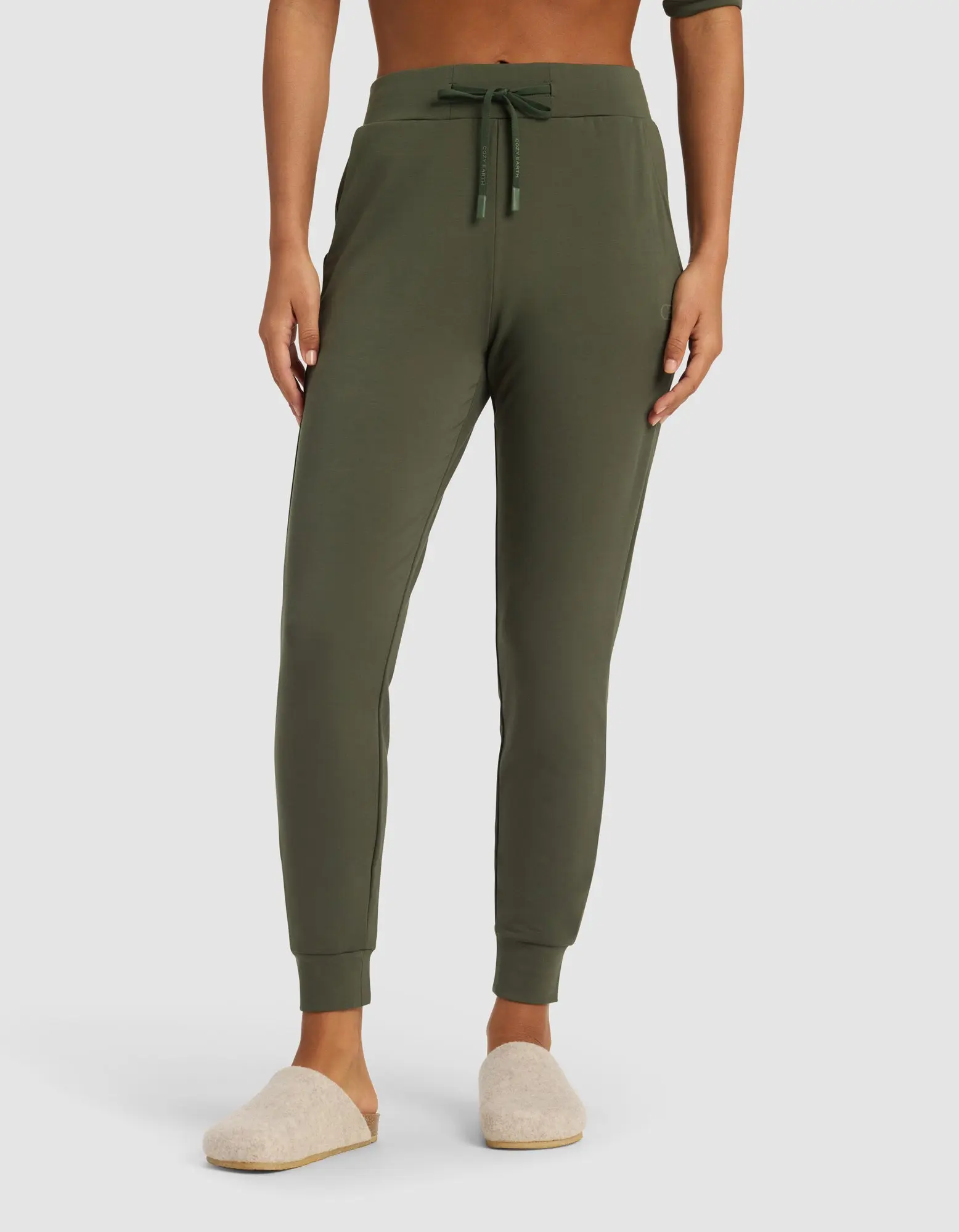 Cozy Earth Women’s Brushed Bamboo Joggers | Ultra-Soft Bamboo Viscose Lounge Pants with Side Pockets