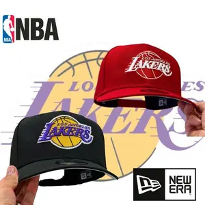 Los Angeles Lakers NBA Snapback Hat – New Era Adjustable Basketball Cap, Flat Brim Streetwear Style, High Quality Embroidery, Black & Red Lakers Cap for Men & Women, Gorra Lakers NBA Snapback Ajustable, Gorra de Baloncesto Estilo Urbano