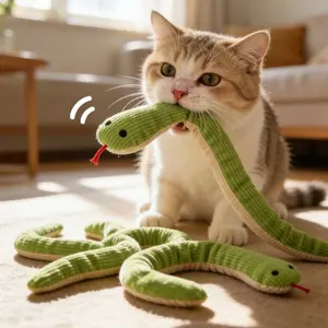 2-Piece Set Linen Snake Cat Toy Soft Interactive Kicking Toy With Sound 37cm Length For Indoor Cats Durable Pet Supplies 2-Pack