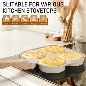 4-Cup Non-stick Egg Frying Pan Aluminum Skillet with Marble Coating Easy Release 7.5 Diameter for Gas Induction Cookware Includes Spatula for Breakfast Pancakes Hamburgers Sandwiches design egg