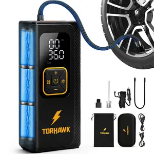 Dual Power Tire Inflator Air Compressor: Portable, Fast 160 PSI Cordless Air Pump for Cars, Trucks, SUVs - 7500mAh & 12V DC with Digital Gauge, LED Light, Auto Shut-Off, Case