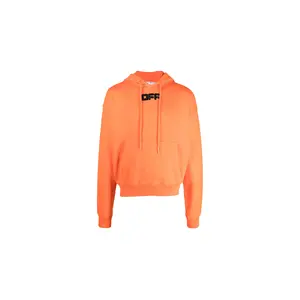 Logo-Print Drawstring Cotton Hoodie "Orange" OMBB037F21FLE0022010