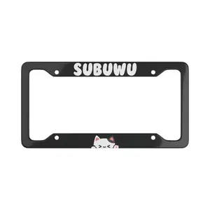 Ultra Slim Subuwu Anime Peeking Cat Metal License Plate Frame Cat Car Accessories JDM Car Lover Gift for Her Cute Car Accessory