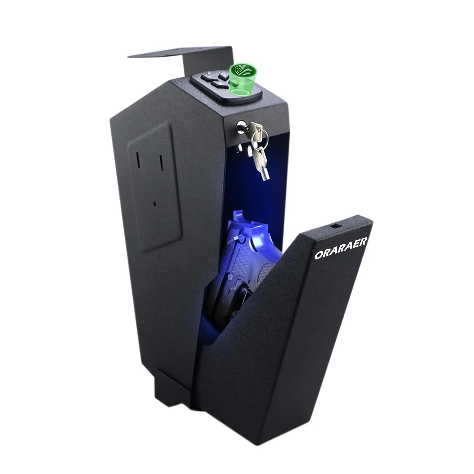 Biometric Gun safe Box,ORARAER 3-Way Unlock Safe: Fingerprint, Digital PIN and Key,Silent Mode and LED Light,Easy to Mount Nightstand, Bedside, Desk