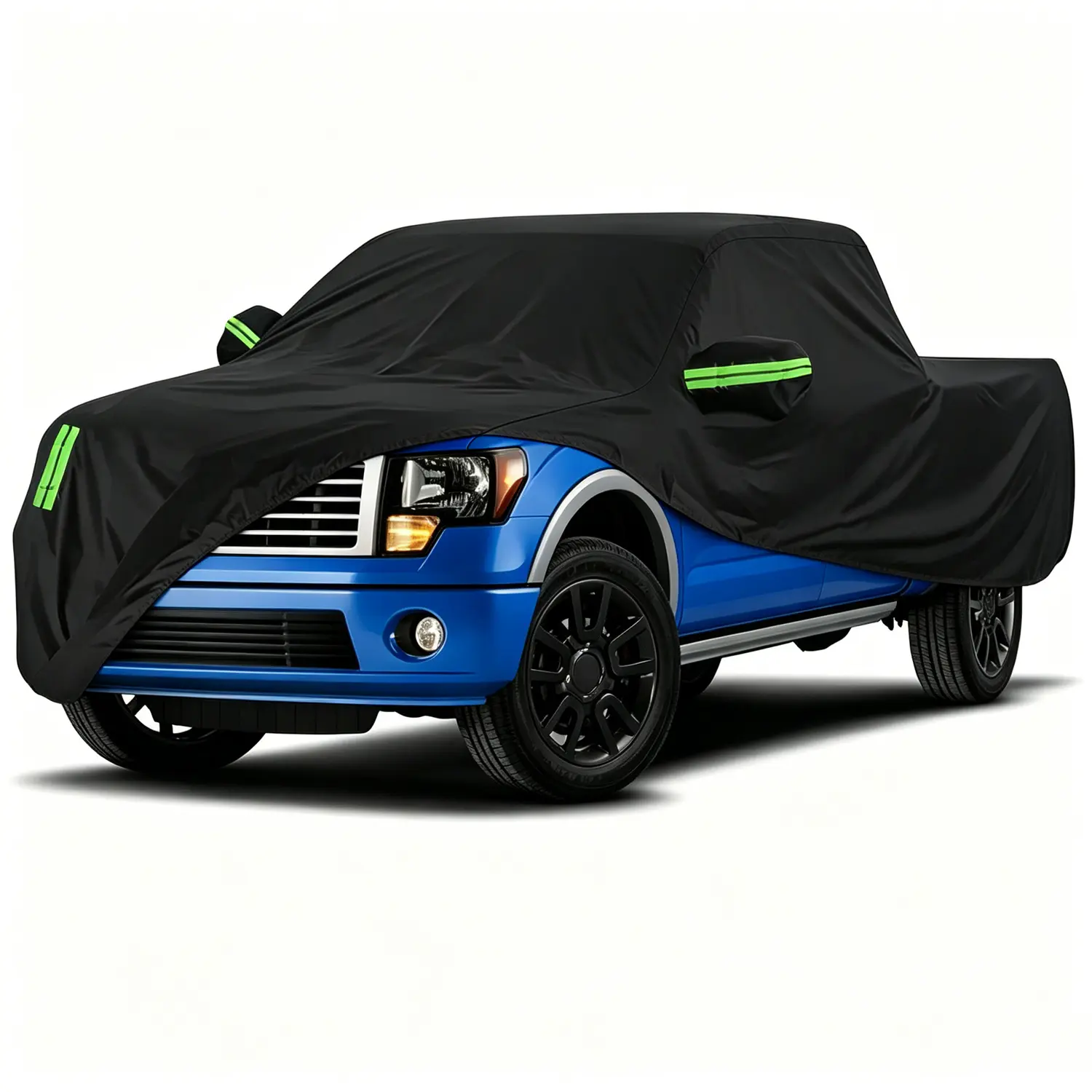 170T Truck Pickup Car Cover, All-weather Waterproof, Outdoor Car Cover, Universal in All Seasons, Snow Protection, Acid Rainproof, Sunscreen, UV Protection(Silver,Black)