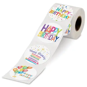 Lillian Vernon Happy Birthday Rolled Stickers-  252 Included, 1-3/4" Diameter, Printed in The USA, Great for Cards, Gifts, Party Favors and More