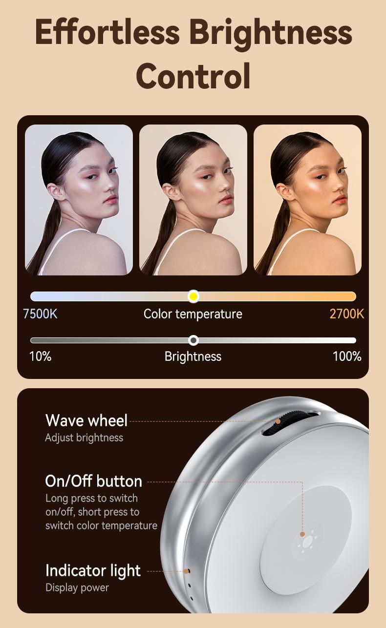 TELESIN Magnetic Mirror Selfie Light 360° LED Ring Light with MagSafe, Mirror and Phone Stand, Portable Rechargeable Fill Light, 3 Color Temperatures for Makeup, Live Streaming, Video Calls,Compatible with iPhone 17/16/15/14 TELESIN Magnetic Mirror Selfie Light 360° LED Ring Light with MagSafe, Mirror and Phone Stand, Portable Rechargeable Fill Light, 3 Color Temperatures for Makeup, Live Streaming, Video Calls,Compatible with iPhone 17/16/15/14
