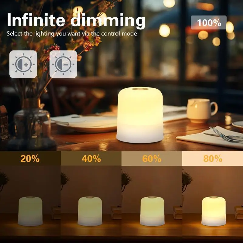Portable Rechargeable TPU Touch Control Dimmable Mood Lamp - 10W Power, Adjustable Light Modes, Control Mode, Ambient Glow Decor Light for Bedroom, Camping