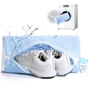 Shoe Washing Machine Bag for Washer and Dryer with Dry Net Bag Reusable Durable Zipper Hook Design Mesh Holes Fluffy Fibers 360° Cleaning Solution
