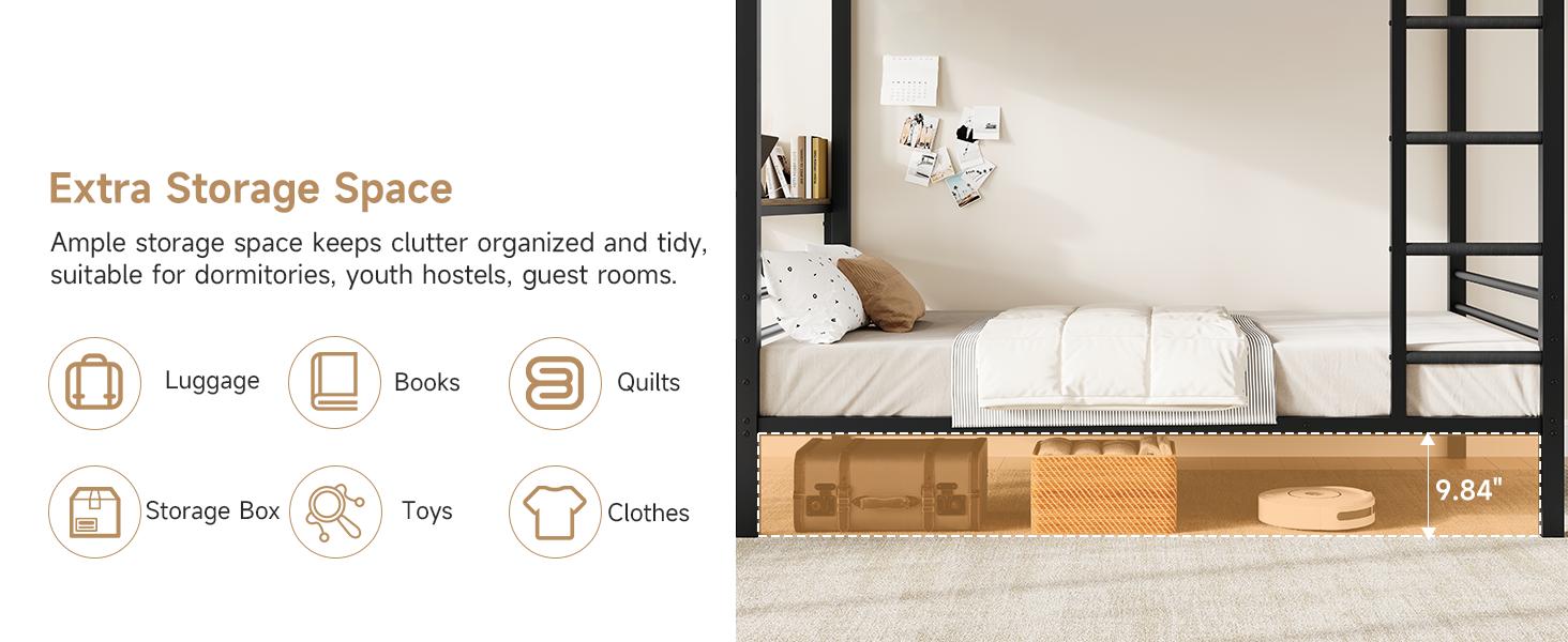 【SPOTLIGHT DAY】ONBRILL Bunk Bed Twin Over Twin, Bunk Beds with Power Desk & Outlet, Metal Bunkbeds Frame with Safety Guardrail & Ladders, Upper Bed with Storage Rack, Heavy-Duty 【SPOTLIGHT DAY】ONBRILL Bunk Bed Twin Over Twin, Bunk Beds with Power Desk & Outlet, Metal Bunkbeds Frame with Safety Guardrail & Ladders, Upper Bed with Storage Rack, Heavy-Duty