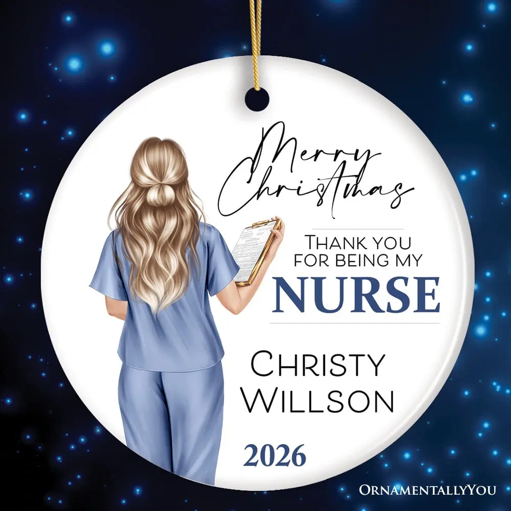 Nurse Appreciation Gift Personalized Ornament, Custom Retirement, Student or Nursing Practitioner Small Christmas Present