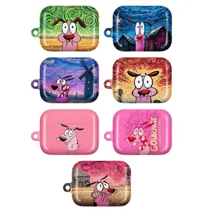 Courage the Dog AirPods Case – Artistic Cartoon Design with Starry Night Style, Fits AirPods Pro (Gen 1/2) & AirPods (Gen 1/2/3), Perfect Gift for Retro Cartoon Fans
