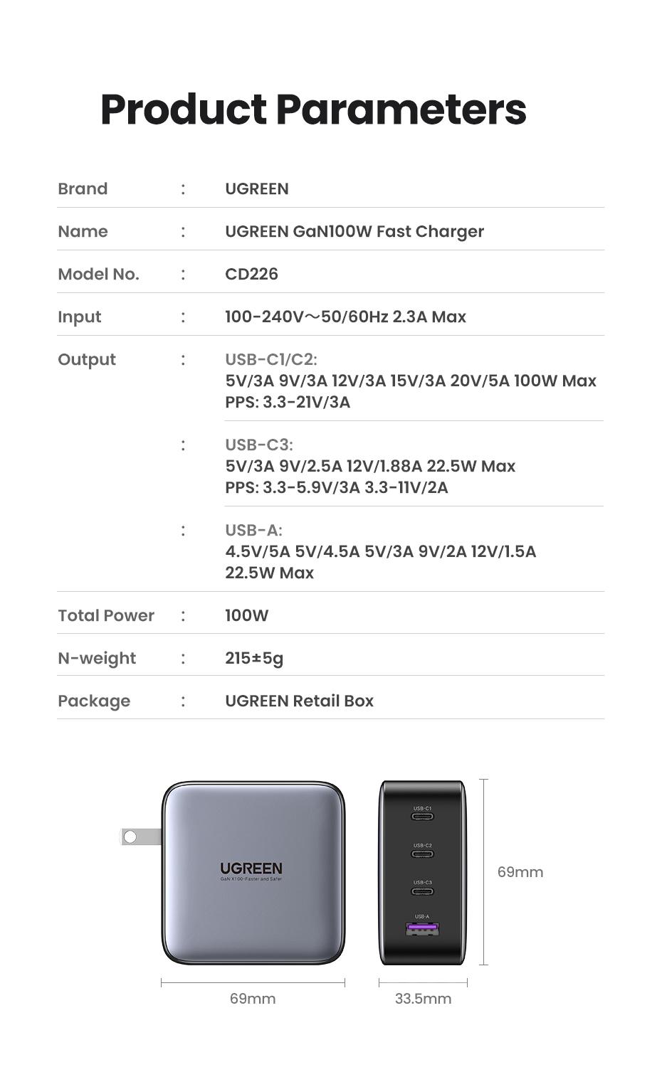 UGREEN 100W/140W/200W Nexode USB C Super Charger. 4-Port GaN Foldable Wall Adapter. Perfect for MacBook Pro/Air, iPad Pro, iPhone 17/16/15 Pro. Fast Charging Charger,September Restock，TikTokShopSpringGlowUp,Greenish